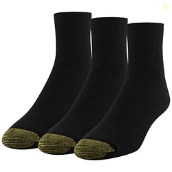 GOLDTOE Men's Non Binding Ankle Socks, Multipairs, Black (3-Pairs), X-