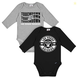 Gerber Baby NFL 2-Pack Long Sleeve Onesie Bodysuit, Raiders, 6-12 Mont