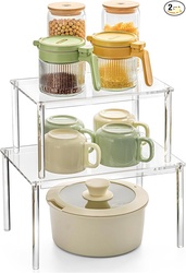 Bobomoment Acrylic Cabinet Organizer, Set of 2 Shelf Organizer, Spice 