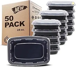 Freshware Meal Prep Containers [50 Pack] 1 Compartment with Lids, Food