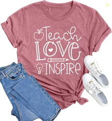 MAIHUN Womens Teacher Life Shirt Teach Love Inspire Tshirt Teach Tee T