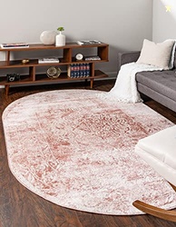 Unique Loom Oxford Collection Area Rug - Bodleian (8' x 10' Oval, Pink
