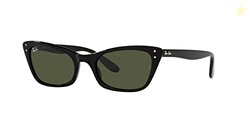 Ray-Ban Womens RB2299 Lady Burbank Cat Eye Sunglasses, Black/Green, 55