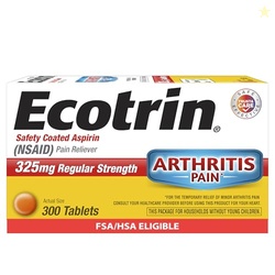 Ecotrin Regular Strength Aspirin, Arthritis Pain Relief, 325mg Regular