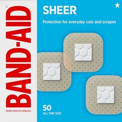 BAND-AID Brand Sheer Spots Adhesive Small Square Bandages, Sterile, In