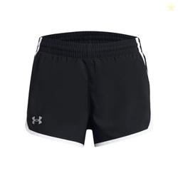 Under Armour Girls' Fly by Shorts, (001) Black/White/Reflective, Mediu