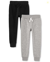 The Children's Place Boys Active Fleece Jogger Pants, Black/Heather Gr