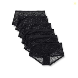 Amazon Essentials Women's Stretch All Over Lace Boyshort Panties, Pack