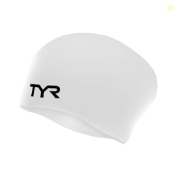 TYR Adult Silicone Long Hair Swim Cap - Wrinkle-Free, Streamlined Perf