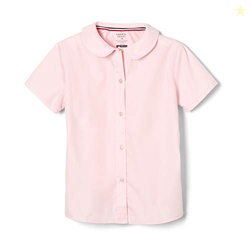 French Toast Peter Pan Collar Short Sleeve Blouse (Girls Standard & Pl