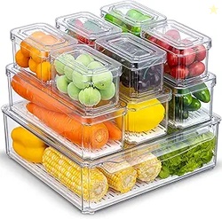 KUMD 10-Pack Clear Fridge Organizer Bins