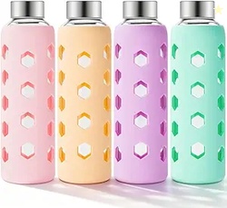 Mrsdry Glass Juice Bottles with Lids 