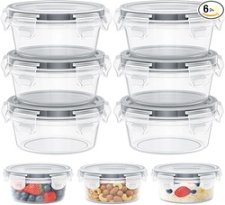 6 Pack Reusable Snack Containers with Lids 