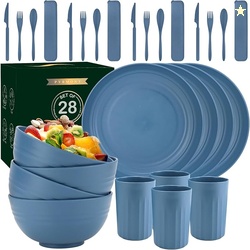 28-Piece Wheat Straw Dinnerware Sets