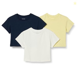 Amazon Essentials Girls' Short Sleeve Cotton T-Shirts, Pack of 3, Ivor