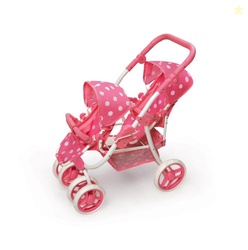 Badger Basket Polka Dot Reversible Double Doll Stroller for 16-Inch Do