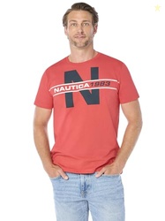 Nautica Men's Short Sleeve 100% Cotton Classic Logo Series Graphic Tee