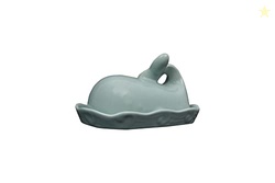 Creative Co-Op Aqua Blue Whale Shaped Butter Dish