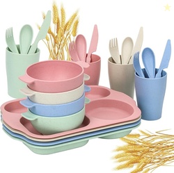 24 PCS Wheat Straw Dinnerware Set