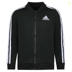 adidas Girls' Big Kids Zip Front Tricot Bomber Jacket, Adi Black, X-La