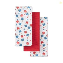 Martha Stewart Americana Stripesicle Ice Pop Holiday Kitchen Towels 3-