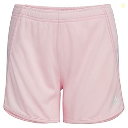 Adidas Girls Elastic Waistband 3 Stripe Mesh Short, Clear Pink, M (10/