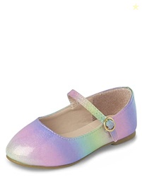 The Children's Place,and Toddler Girls Ballet Flats,Faded Rainbow,5 Ye