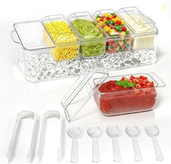 ARSTPEOE Condiment Tray and Lids (5 Spoons & 2 Tongs)