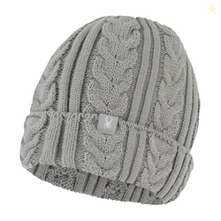 Spyder Womens Fleece Lined Cable Knit Beanie, Pewter Heather, One Size