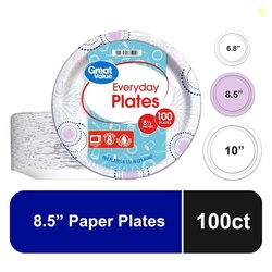 Great Value Disposable Paper Plates,  100 Count