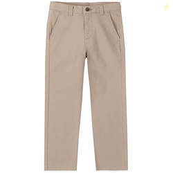 Izod Boys School Uniform Flat Front Twill Pants, Khaki, 6
