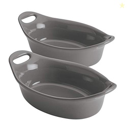 Rachael Ray Solid Glaze Ceramics Au Gratin Bakeware / Baker Set, Oval 