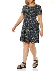 Amazon Essentials Women's Gathered Short Sleeve Crew Neck A-line Dress