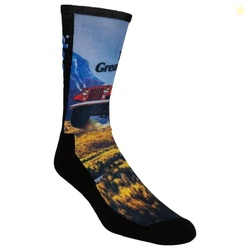 Jeep Mens Socks - Lightweight, Cushioned Comfort Vintage Ads Crew, Blu