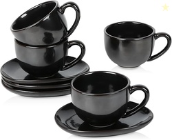 vicrays Cappuccino Cups with Saucers, Set of 4