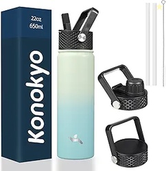 Konokyo Stainless Steel Bottles with 3 Lids
