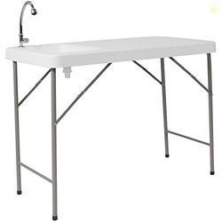 Flash Furniture Wesley 4' Portable Fish Cleaning Table with Sink, Outd