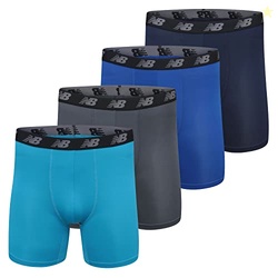 New Balance Men's Performance 5" No Fly Boxer Brief, 4-Pack, Thunder/M