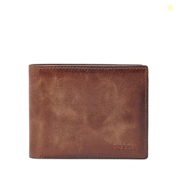 Fossil Men's Wallet, Derrick Leather RFID-Blocking Wallet, Bifold with