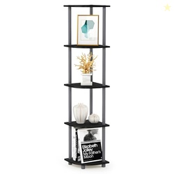 Furinno TURN-N-TUBE Corner Shelf, 5-Tier Corner Bookshelf, Open Storag
