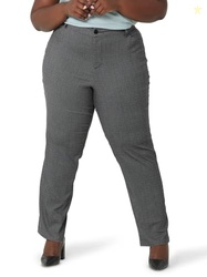 Lee Women's Plus Size Wrinkle Free Relaxed Fit Straight Leg Pant, Blac