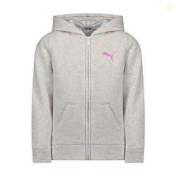 PUMA girls Core Logo Zip Up Hoodie Hooded Sweatshirt, White, Small US