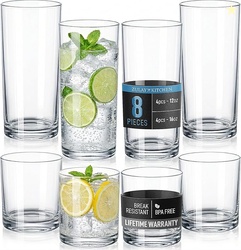 Zulay Kitchen Plastic Drinking Glasses (Set of 8)