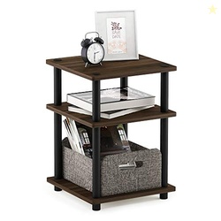 Furinno Turn-N-Tube Side Table, 3-Tier Square Modern End Table, Open S