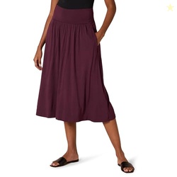 Amazon Essentials Women's Jersey Pull On Midi Length Skirt, Burgundy, 