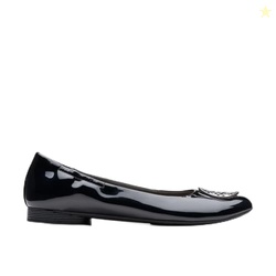 Clarks Collection Women's Loreleigh Ave Ballet Flat, Black Patent Synt