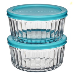 Glass Food Storage Container with Lids, Set of 2