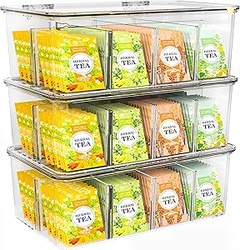 Tea Bag Organizer With Lids  (3 Pack)
