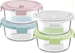 Glass Meal Prep Containers with Lids, (4 Packs)