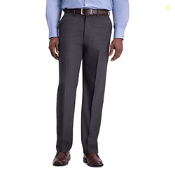 J.M. Haggar Men's Classic Fit Flat Front Solid Stretch Dress Pants, Ch